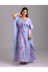 Alluring Ayka powder Blue Kaftan - F Luxury Cotton Satin
