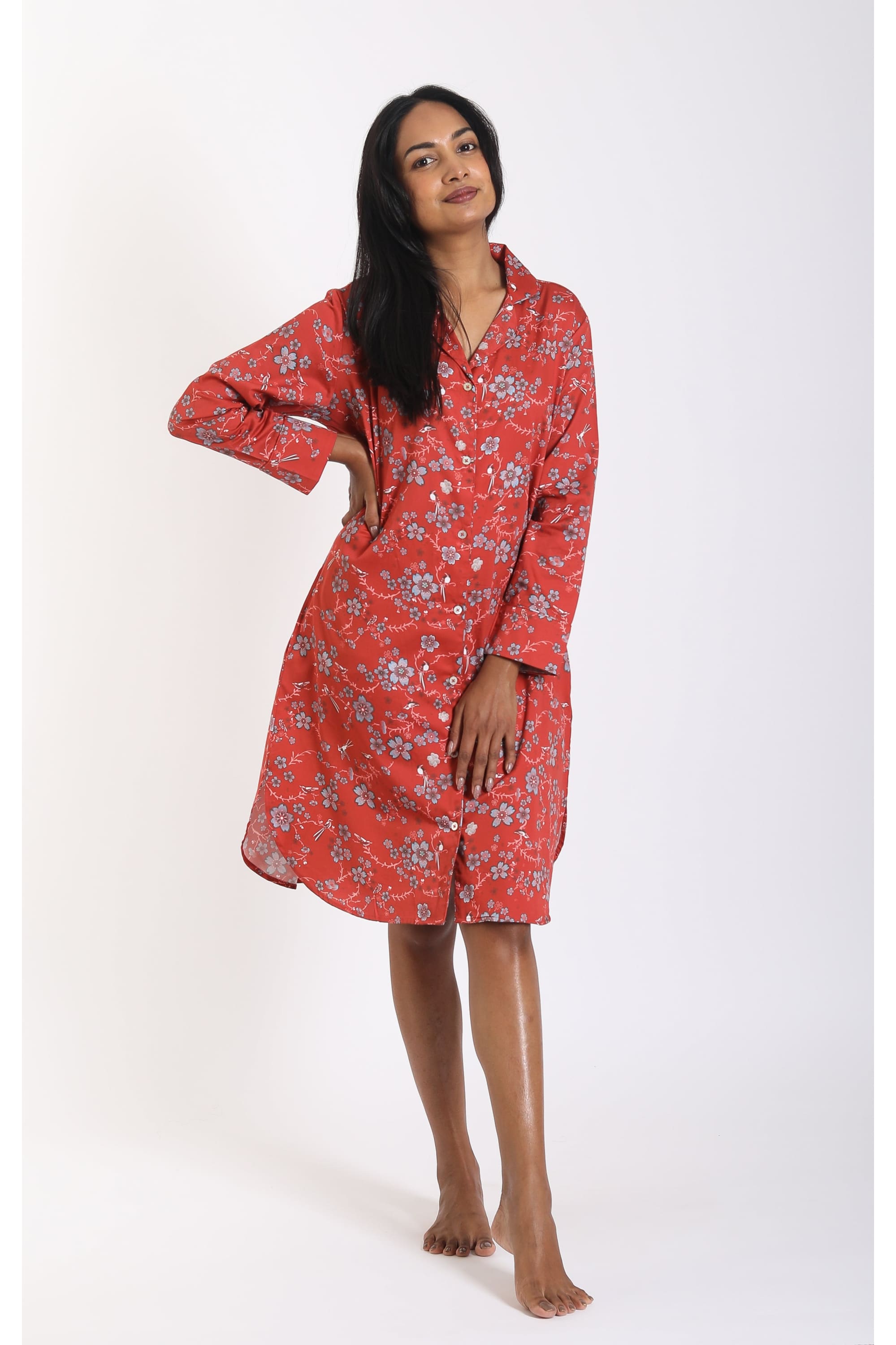 strapless open back dress Always Sakura Red Sleep Shirt – FortyWinksCompany