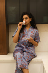 Modish Sakura Blue Pyjama Set