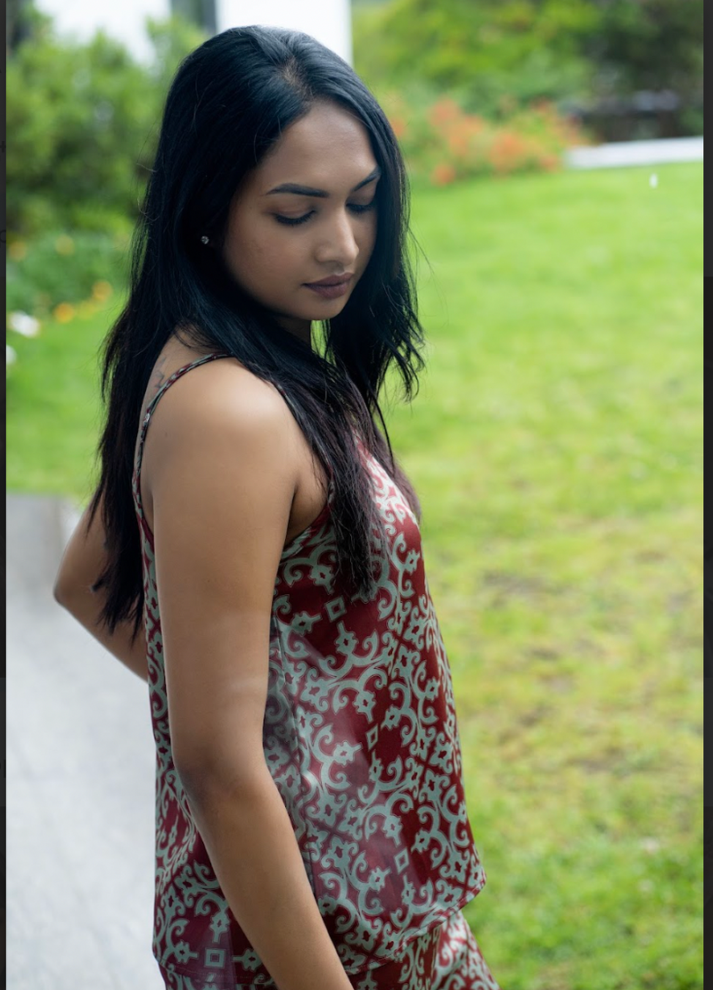 Playful Casablanca Burgundy Shorts Set