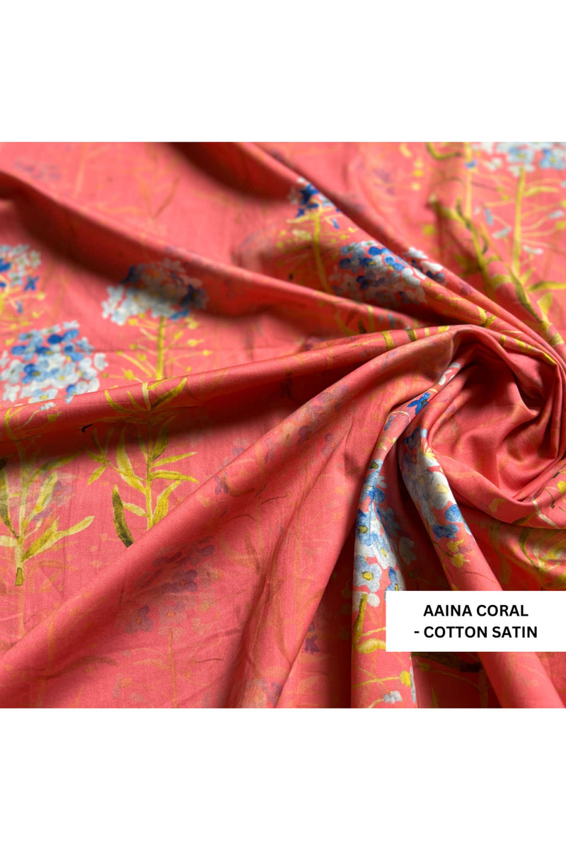 Alluring Aaina Coral Kaftan - F Luxury Cotton Satin Night