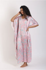 Alluring Gul Grey Kaftan - Luxury Poly Satin Night Wear