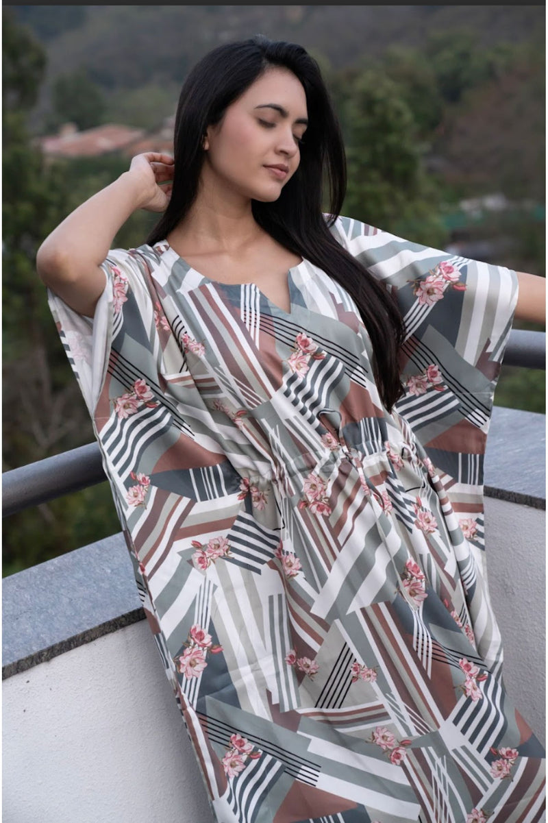 Alluring Raya Iceberg Kaftan - F - Luxury Poly Satin Night