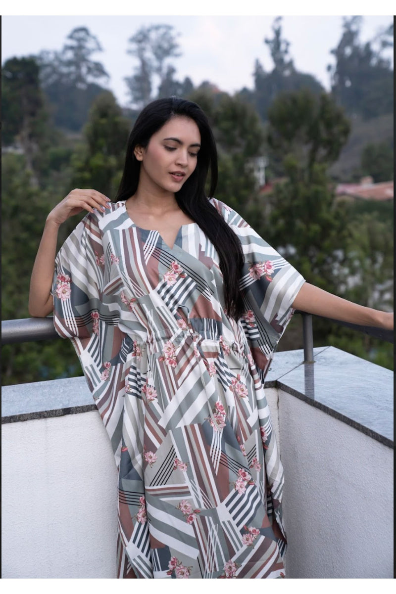 Alluring Raya Iceberg Kaftan - F - Luxury Poly Satin Night