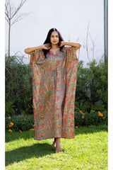 Alluring Venetian Evergreen Kaftan - F - Luxury Poly Satin