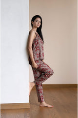Charming Casablanca Burgundy Pyjama Set - Luxury Poly Satin