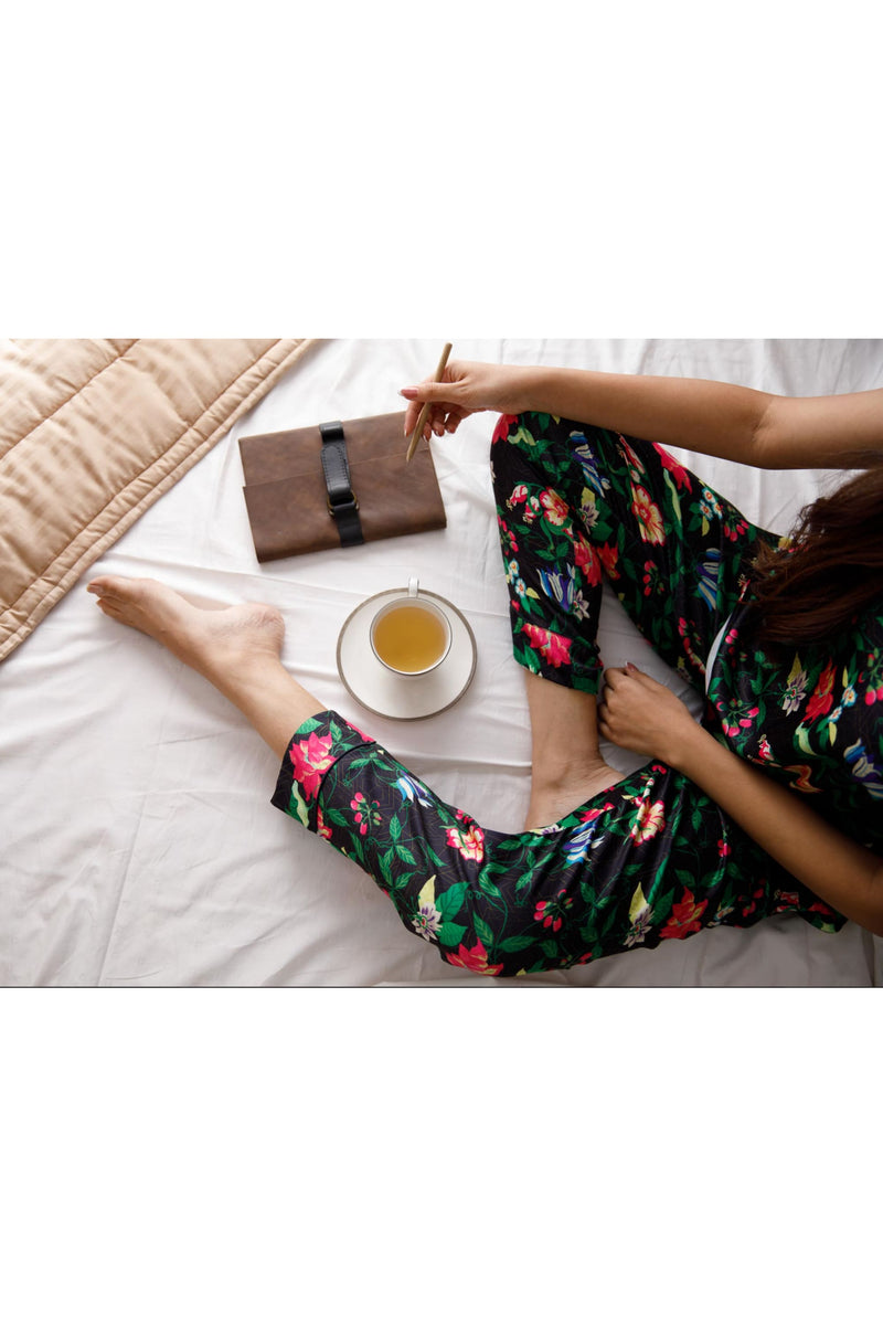 Charming Ketki Black Pyjama Set - Luxury Poly Satin Night