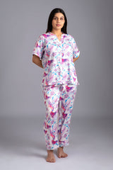 Classic Ayka White Pyjama Set - Luxury Poly Satin Night