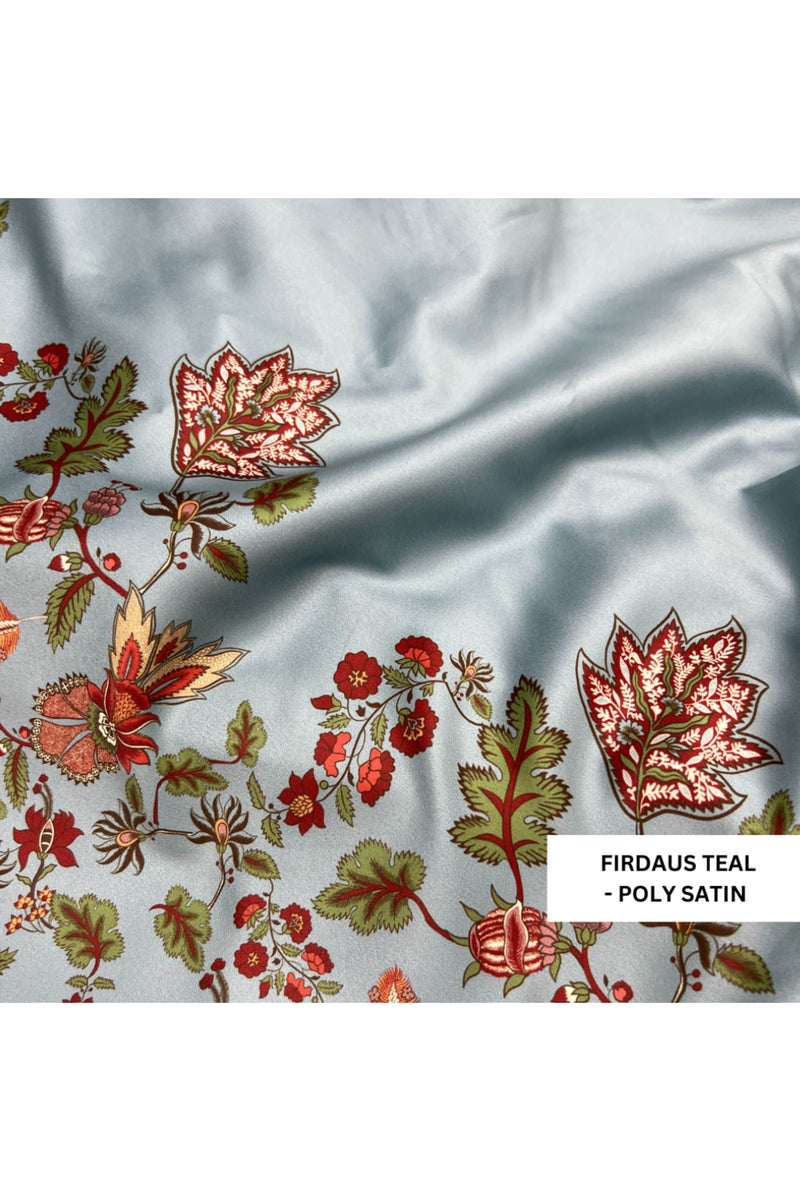 Classic Firdaus Teal Pyjama Set - Luxury Poly Satin Night