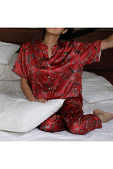 Classic Huma Brick Pyjama Set - Luxury Poly Satin Night