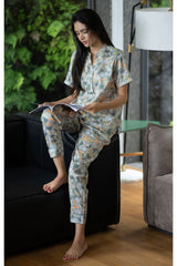 Classic Terrazzo Basil Pyjama Set - Luxury Poly Satin Night