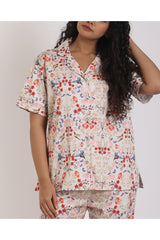 Eternal Humera Ivory Pyjama Set - Luxury Cotton Satin Night