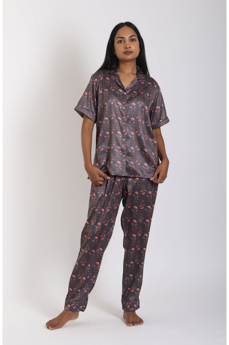 Eternal Naisha Dark Pyjama Set - Luxury Poly Satin Night