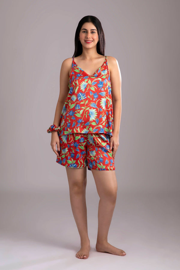 Rina-Beloved  Fabric-Poly satin  Style-Playful   This playsuit is perfect for a balmy evening - a cheerful yet curious camisole coordinated with elegant shorts adds meaning to comfort and relaxation. 