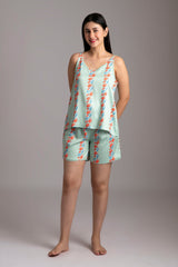 Timsi-Sparkling  Fabric-Poly satin  Style-Playful   This playsuit is perfect for a balmy evening - a cheerful yet curious camisole coordinated with elegant shorts adds meaning to comfort and relaxation. 