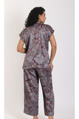 Ritzy Huma Grey Pyjama Set - Luxury Poly Satin Night Wear