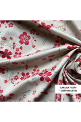 Ritzy Sakura Ivory Pyjama Set - Luxury Cotton Satin Night