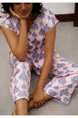 Ritzy Usk Pink Pyjama Set - Luxury Poly Satin Night Wear