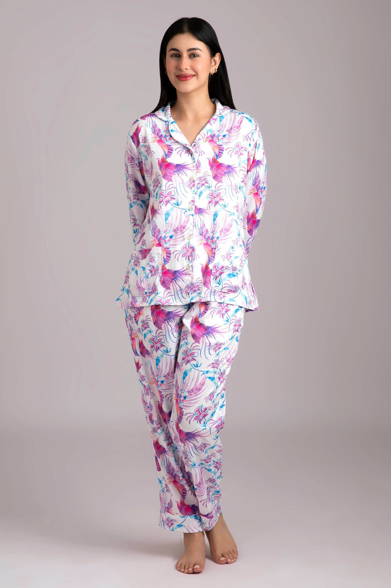 Timeless Ayka White Pyjama Set - Luxury Poly Satin Night