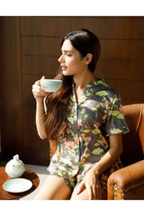 Urban Kumud Grey Shorts Set - Luxury Poly Satin Night Wear