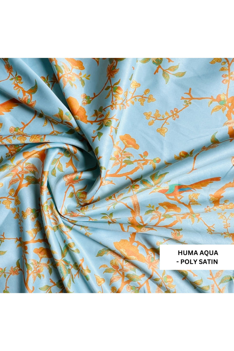 Voguish Huma Aqua Pyjama Set - Luxury Poly Satin Night Wear