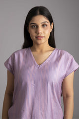 Shia-Gift from god  Fabric-Cotton satin  Style-Voguish  Our short sleeved night suit is made and trimmed from high quality breathable cotton  and is perfect to lounge in. It has a relaxed silhouette top and coordinated smart pants have an elasticated waistband with a drawstring for added comfort. 