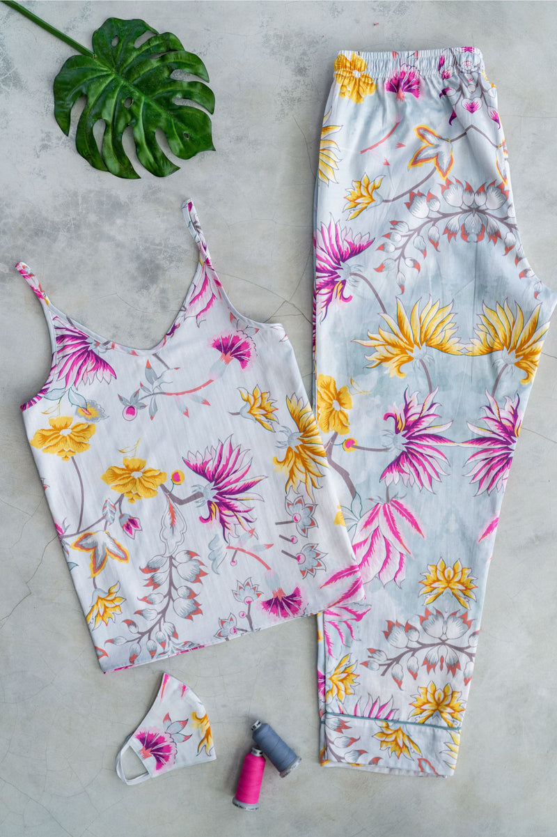 Cheerful GUL - FortyWinksCompany camisole printed mughal digital culottes nightwear nightsuit sleepwear loungewear mehtaab collection