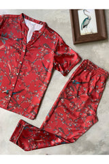 CLASSIC HUMA BRICK - Luxury Poly Satin Night Suit for Women