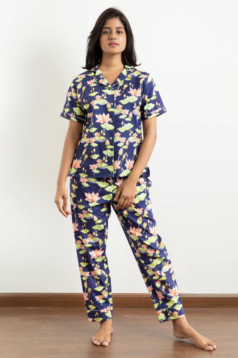 Eternal Kumud Navy Pyjama Set